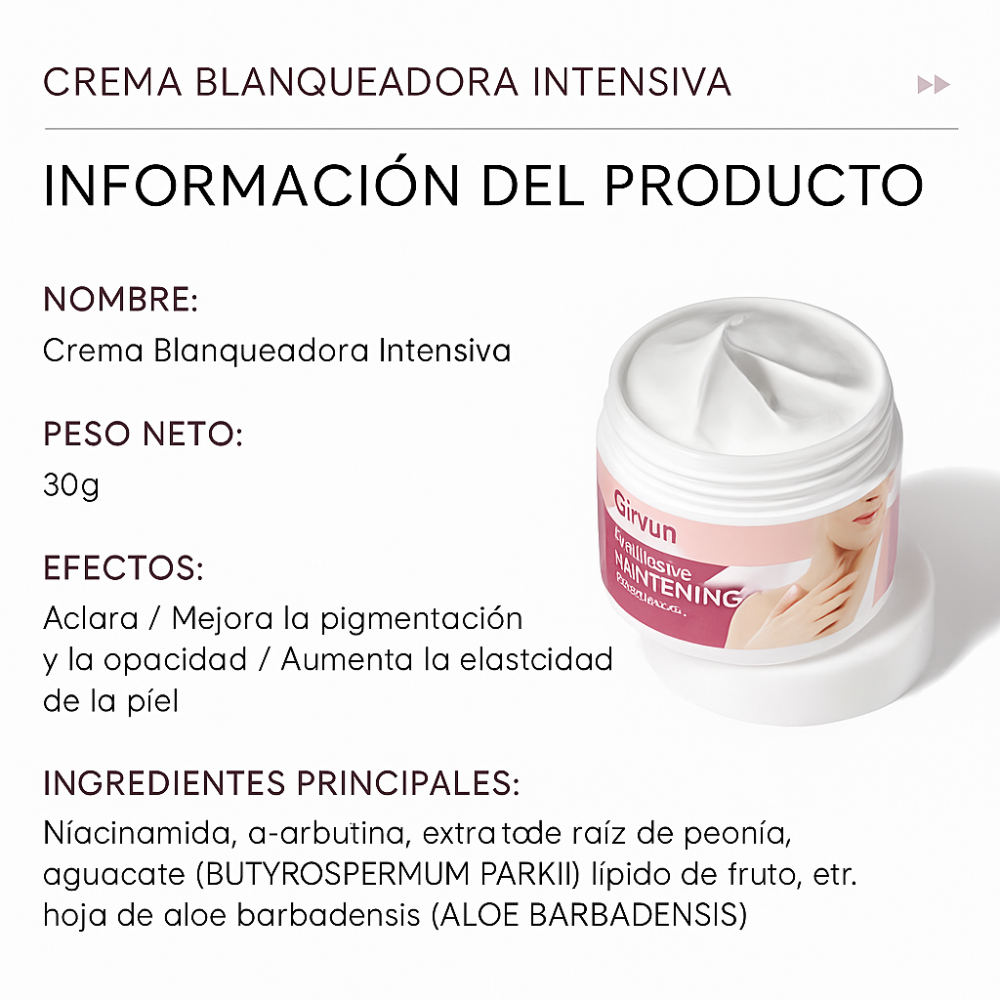 Crema Blanqueadora - Zonas íntimas y sensibles